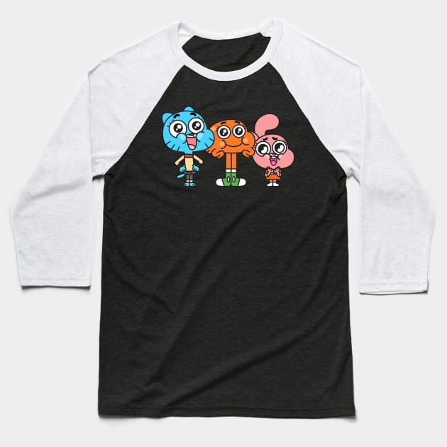 Gumball Darwin Anais Baseball T-Shirt by Plushism